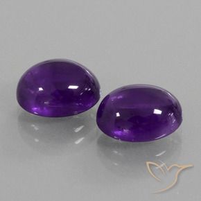 6.08 ctw Violet Amethyst Stones, Natural Amethyst in Oval Cabochon Shape for Sale