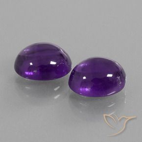 5.58 ctw Violet Amethyst Stones, Natural Amethyst in Oval Cabochon Shape for Sale