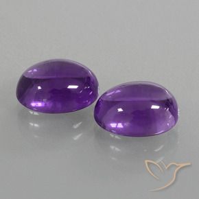 5.96 ctw Violet Amethyst Stones, Natural Amethyst in Oval Cabochon Shape for Sale