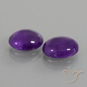 4.43 ctw Violet Amethyst Stones, Natural Amethyst in Oval Cabochon Shape for Sale