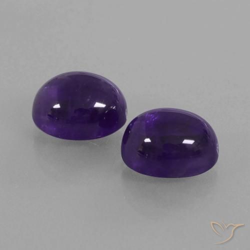 6.97 ctw Violet Amethyst Stones, Natural Amethyst in Oval Cabochon Shape for Sale