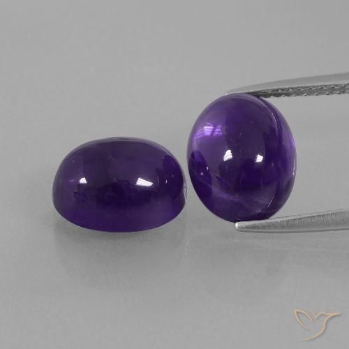 6.65 ctw Violet Amethyst Gemstones, Amethyst Gems in Oval Cabochon Shape for Sale.