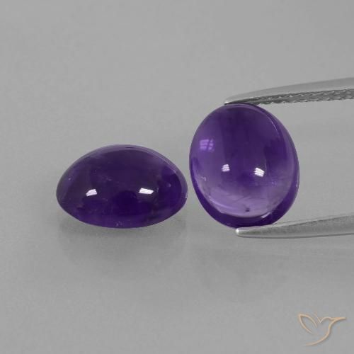 2 Stück/Paar Oval Amethyst in Größe 9,8 x 8mm, Gewicht 4,91 ct gesamt / durchschnittl. 2,46 ct, Dunkelviolett in Transparent Reinheit, Garantiert natürliche Edelsteine, Mohs-Härte 7 Geeignet für den täglichen Gebrauch im Schmuck, Fische Sternzeichen, Photo A