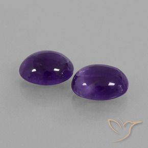 4.91 ctw Violet Amethyst Stones, Natural Amethyst in Oval Cabochon Shape for Sale