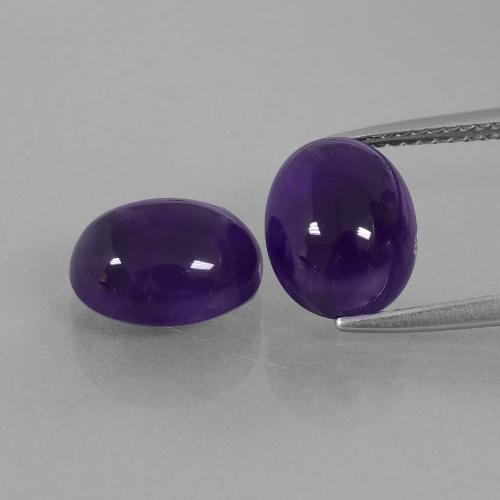 Темно-фиолетовый Аметист Камень - 3.1ct Овал Кабошон (ID: 410273)