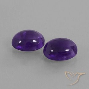 5.61 ctw Violet Amethyst Stones, Natural Amethyst in Oval Cabochon Shape for Sale