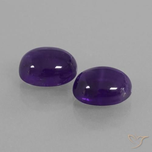 6.11 ctw Violet Amethyst Stones, Natural Amethyst in Oval Cabochon Shape for Sale