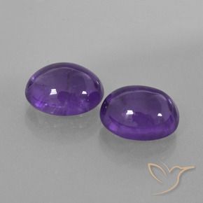 5.53 ctw Violet Amethyst Stones, Natural Amethyst in Oval Cabochon Shape for Sale