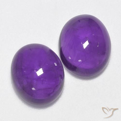 5.63 ctw Violet Amethyst Stones, Natural Amethyst in Oval Cabochon Shape for Sale