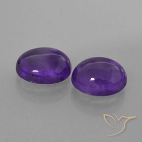 5.33 ctw Violet Amethyst Stones, Natural Amethyst in Oval Cabochon Shape for Sale