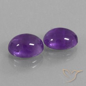 5.33 ctw Violet Amethyst Stones, Natural Amethyst in Oval Cabochon Shape for Sale