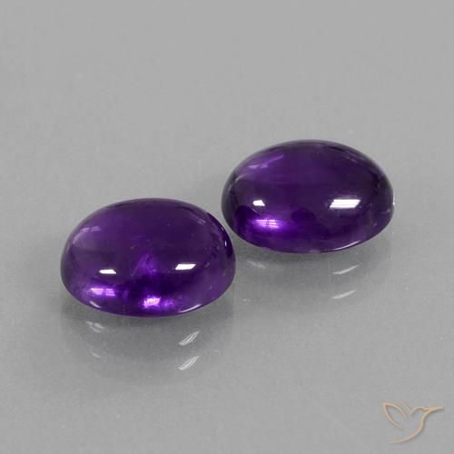 5.56 ctw Violet Amethyst Stones, Natural Amethyst in Oval Cabochon Shape for Sale