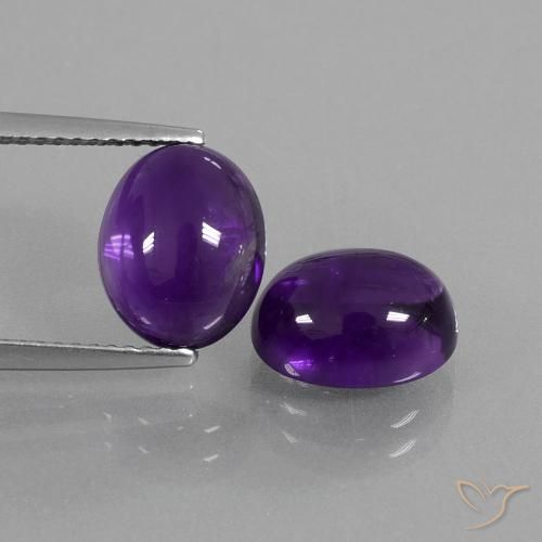 6 ct Oval Cabochon Amethyst, 10.1 x 8.1 mm From Brazil, Photo A