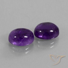 6.21 ctw Violet Amethyst Stones, Natural Amethyst in Oval Cabochon Shape for Sale