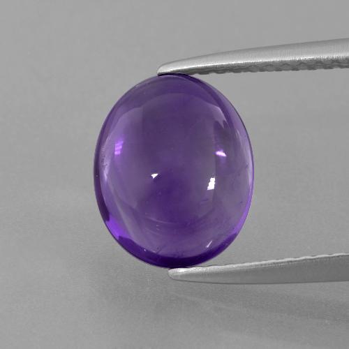 Améthyste Violet Ovale 10,1 x 8,2mm du Brésil, poids de 2,66 ct, pierre gemme naturelle Non traité de pureté Transparent, 1 pièce d'améthyste oval cabochon, couleur : Violet moyen, dureté de Mohs de 7 convient aux bijoux de tous les jours, pierre de sagesse, Pierre de l'esprit, Photo A