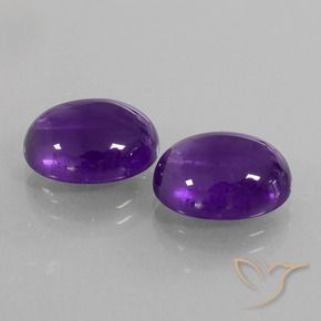 9.68 ctw Violet Amethyst Stones, Natural Amethyst in Oval Cabochon Shape for Sale