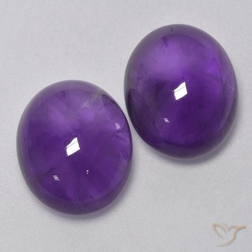 9.17 ctw Violet Amethyst Stones, Natural Amethyst in Oval Cabochon Shape for Sale