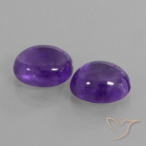 10.12 ctw Violet Amethyst Stones, Natural Amethyst in Oval Cabochon Shape for Sale