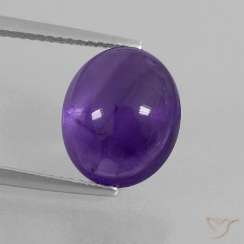 Medium Violet Amethyst Edelstein - 5.7ct Oval Cabochon (ID: 410804)