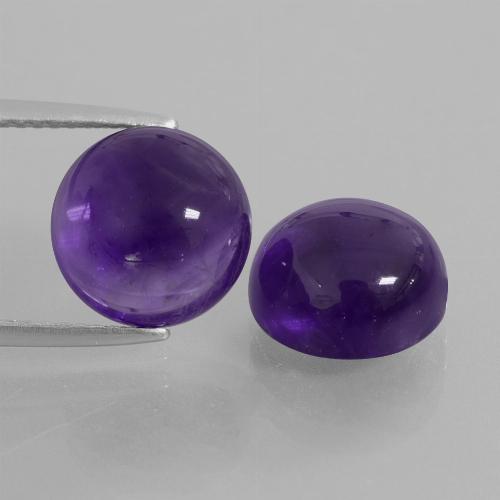 Dark Violet Amethyst Gem - 4.5ct Round Cabochon (ID: 410925)