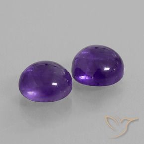 5.78 ctw Violet Amethyst Stones, Natural Amethyst in Round Cabochon Shape for Sale