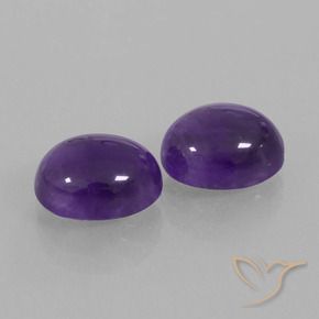 4.40 ctw Violet Amethyst Stones, Natural Amethyst in Oval Cabochon Shape for Sale