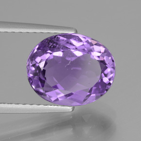 3.14 ct Violet Amethyst Stone, Natural Amethyst in Oval Facet Shape for Sale