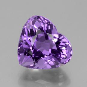 4.47 ct Violet Amethyst Gemstone, Amethyst Gem in Heart Facet Shape for Sale.