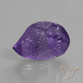 15.44 ct Violet Amethyst Stone, Natural Amethyst in Carved Fish Shape for Sale
