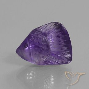 11.97 ct Violet Amethyst Stone, Natural Amethyst in Carved Fish Shape for Sale
