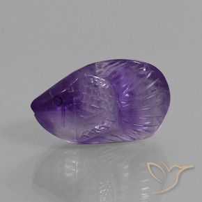 13.40 ct Violet Amethyst Stone, Natural Amethyst in Carved Fish Shape for Sale