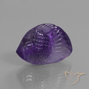 12.56 ct Violet Amethyst Stone, Natural Amethyst in Carved Fish Shape for Sale