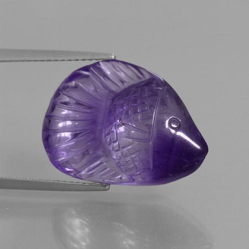 Medium Violet Amethyst Edelstein - 16.2ct Geschnitzter Fisch (ID: 446275)