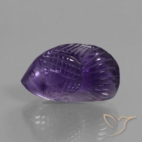 13.44 ct Violet Amethyst Stone, Natural Amethyst in Carved Fish Shape for Sale