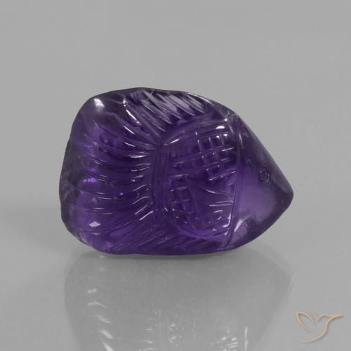 22.17 ct Violet Amethyst Stone, Natural Amethyst in Carved Fish Shape for Sale