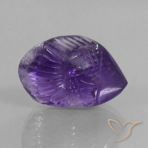 16.45 ct Violet Amethyst Stone, Natural Amethyst in Carved Fish Shape for Sale