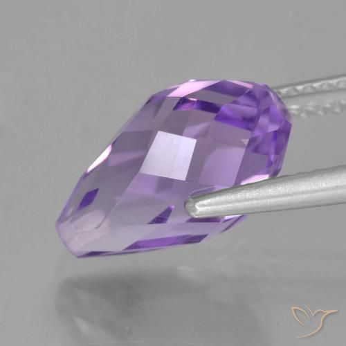 Amethyst Gemstone in 12.8 x 7.7 mm Size for Sale, Amethyst Stone in Pinkish Iris Violet Color
