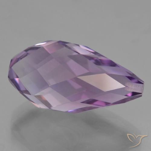 12.34 ct Violet Amethyst Stone, Natural Amethyst in Half-Drilled Briolette Shape for Sale