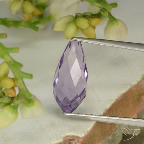 3.52ct Natural Pinkish Iris Violet Amethyst, Briolette, VS