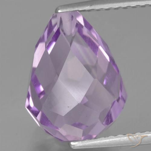 6.36ct Natural Pinkish Iris Violet Amethyst, Briolette, VS