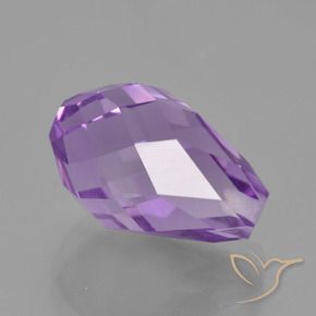 5.68 ct Violet Amethyst Stone, Natural Amethyst in Half-Drilled Briolette Shape for Sale