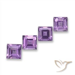 3.74 ctw Violet Amethyst Stones, Natural Amethyst in Square Step-Cut Shape for Sale