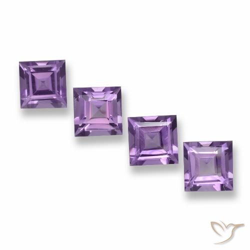 3.94ctw Natural Medium Violet-Pink Amethyst, Square, VVS-VS
