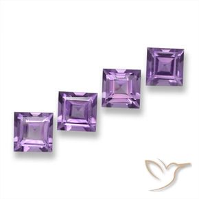 3.94 ctw Violet Amethyst Stones, Natural Amethyst in Square Step-Cut Shape for Sale