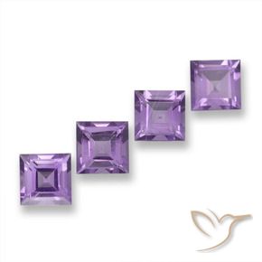 4.07 ctw Violet Amethyst Stones, Natural Amethyst in Square Step-Cut Shape for Sale
