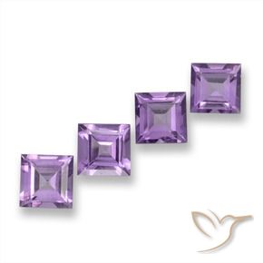 3.77 ctw Violet Amethyst Stones, Natural Amethyst in Square Step-Cut Shape for Sale