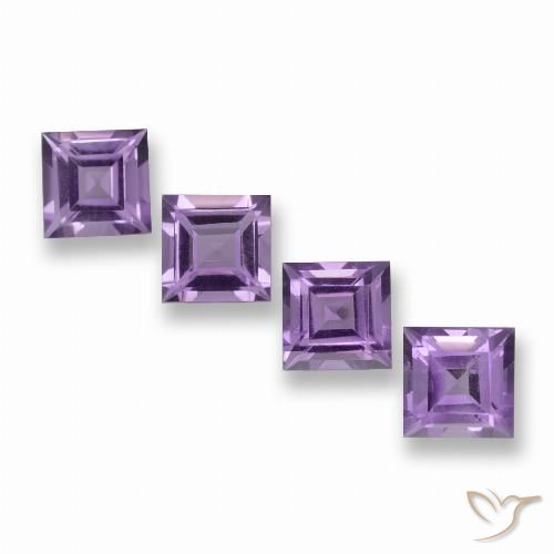 3.87ctw Natural Medium Violet-Pink Amethyst, Square, VVS-VS