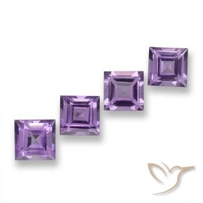 3.87 ctw Violet Amethyst Stones, Natural Amethyst in Square Step-Cut Shape for Sale