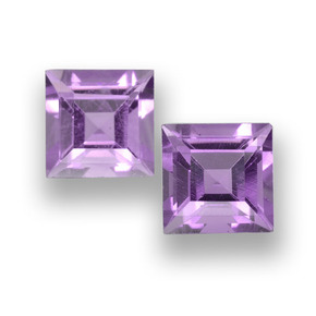 2.05 ctw Violet Amethyst Gemstones, Amethyst Gems in Square Step-Cut Shape for Sale.