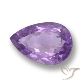 6.11 ct Violet Amethyst Stone, Natural Amethyst in Pear Facet Shape for Sale